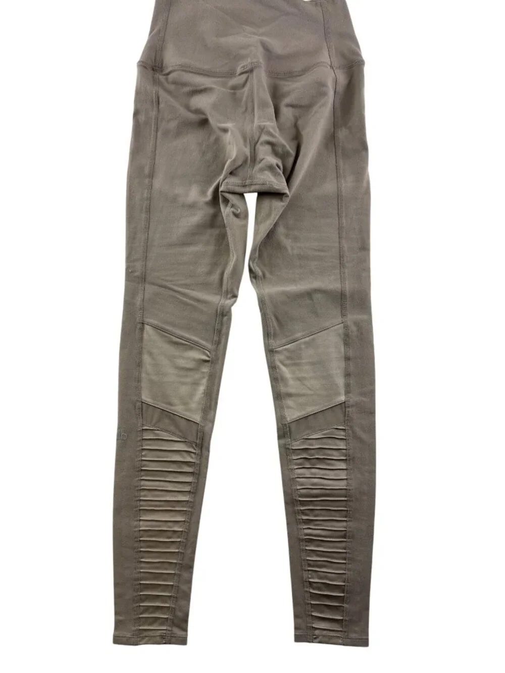 ALO Yoga Moto Leggings Women's Small Gray Ribbed Moto Panel Full Length Active